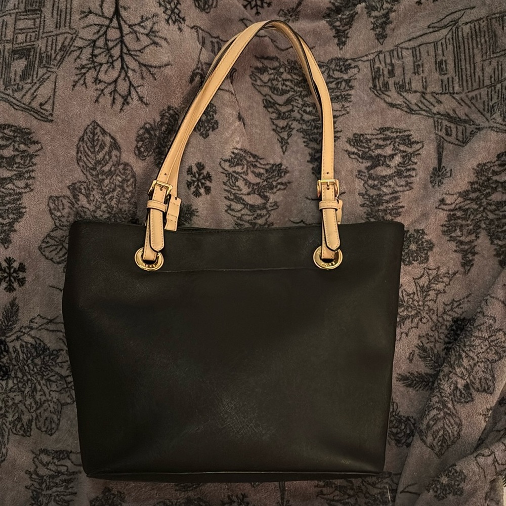 Michael Kors Black purse/Tote Bag with Tan adjustable Handles.  New condition